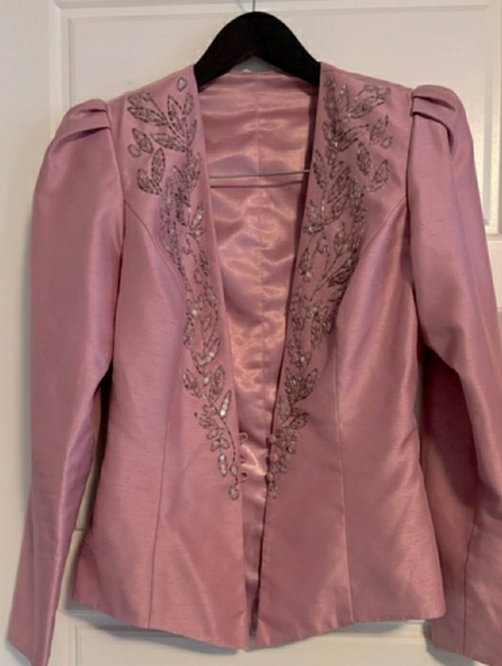 Pink elegant & Feminine Embellished Blazer jacket. SZ S. - Picture 2 of 10
